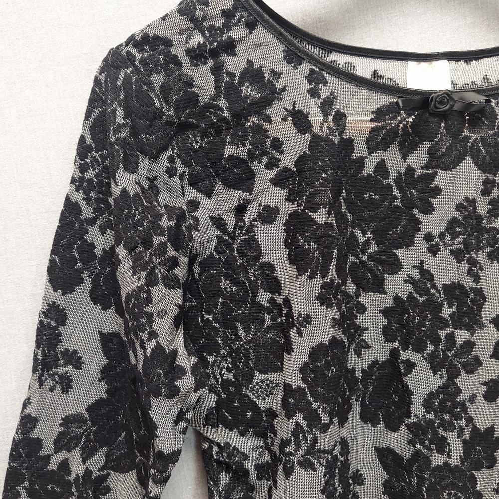 Vtg Y2K Sheer Mesh Floral Bodysuit L Fairy Grunge Whimsigoth Festival Layer - Picture 4 of 16